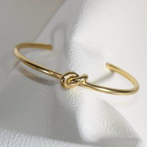 GOLD BRACELET 18k Gold Cuff Bracelet Minimalist Simple Bracelet  Knot Bracelet